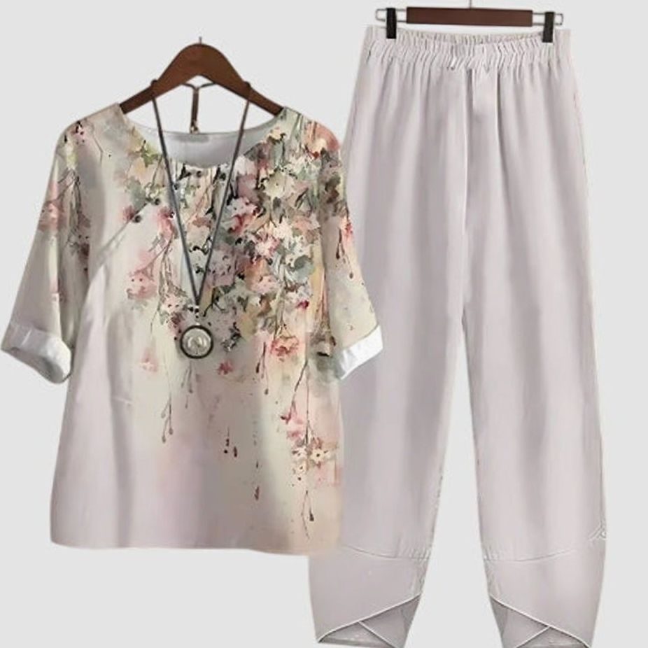 Salma | Tweedelige set met vlinderprint en elastische taille