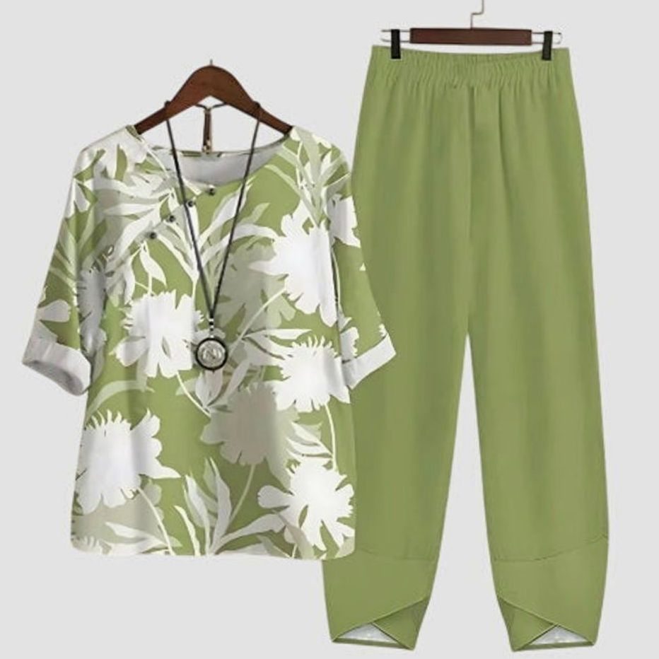 Salma | Tweedelige set met vlinderprint en elastische taille