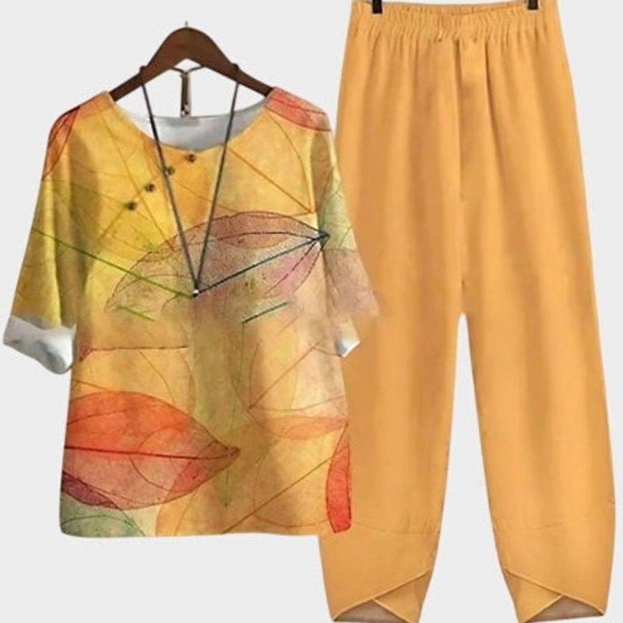 Salma | Tweedelige set met vlinderprint en elastische taille