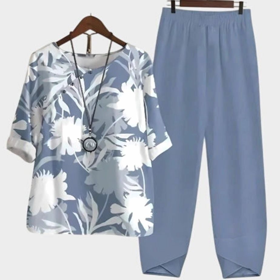 Salma | Tweedelige set met vlinderprint en elastische taille