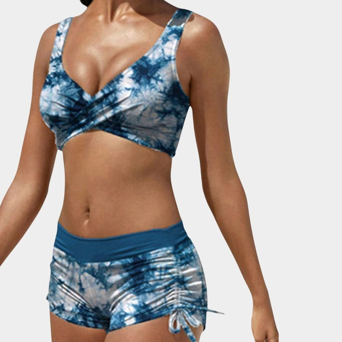 Marijke | Camouflage-bikiniset met twisttop en shortbroekje