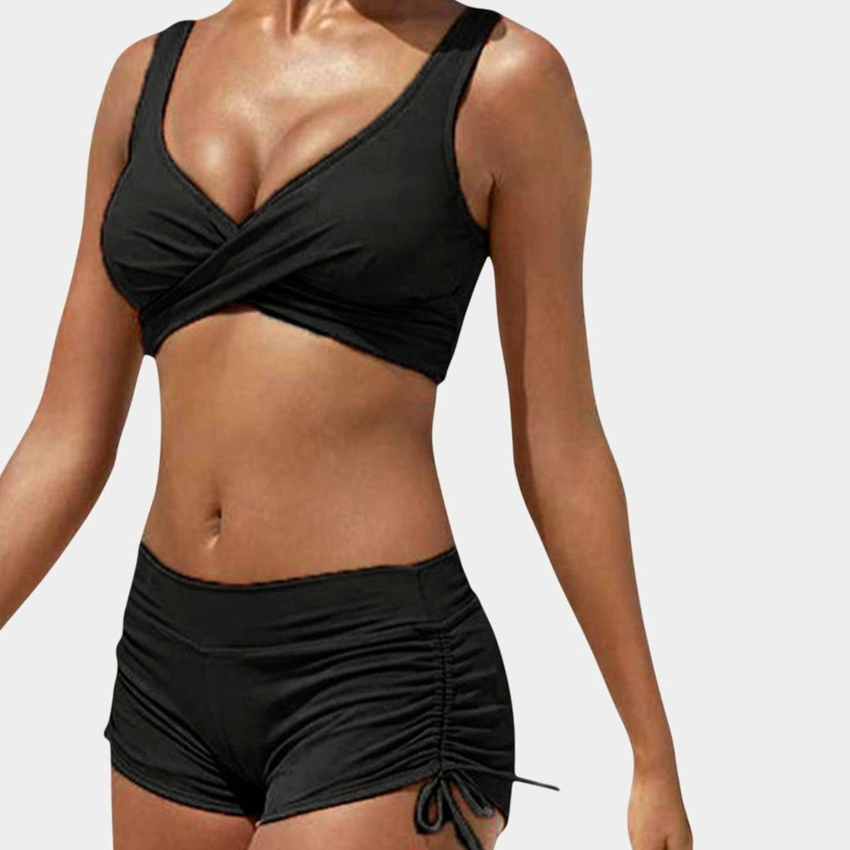 Marijke | Camouflage-bikiniset met twisttop en shortbroekje