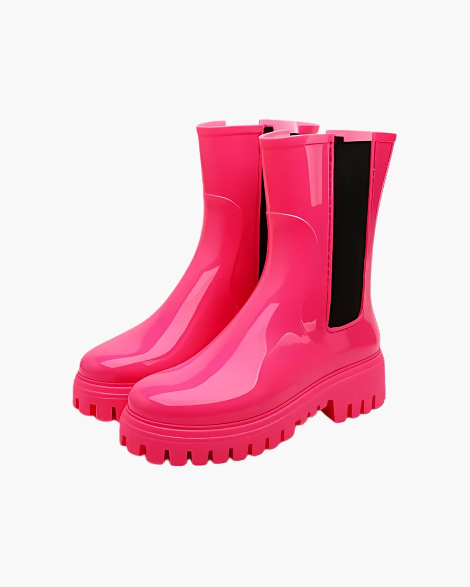 Chelsea-regenlaarzen voor dames van waterbestendig pvc met grove profielzool