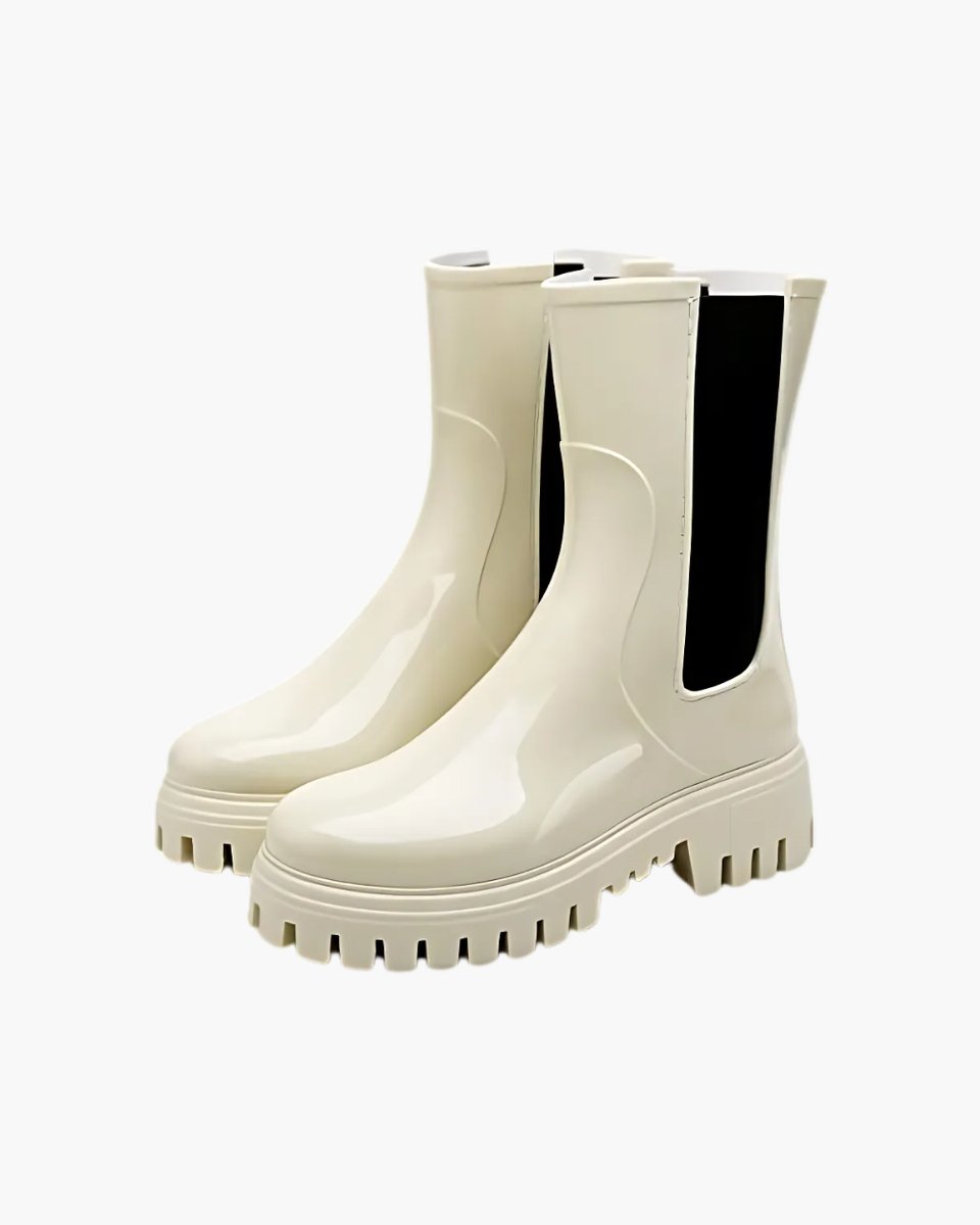 Chelsea-regenlaarzen voor dames van waterbestendig pvc met grove profielzool