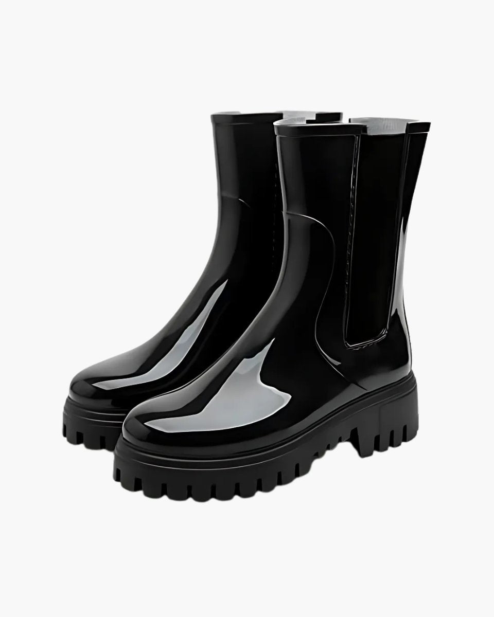 Chelsea-regenlaarzen voor dames van waterbestendig pvc met grove profielzool
