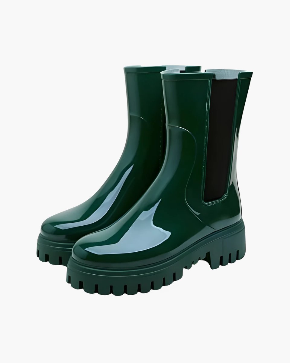 Chelsea-regenlaarzen voor dames van waterbestendig pvc met grove profielzool