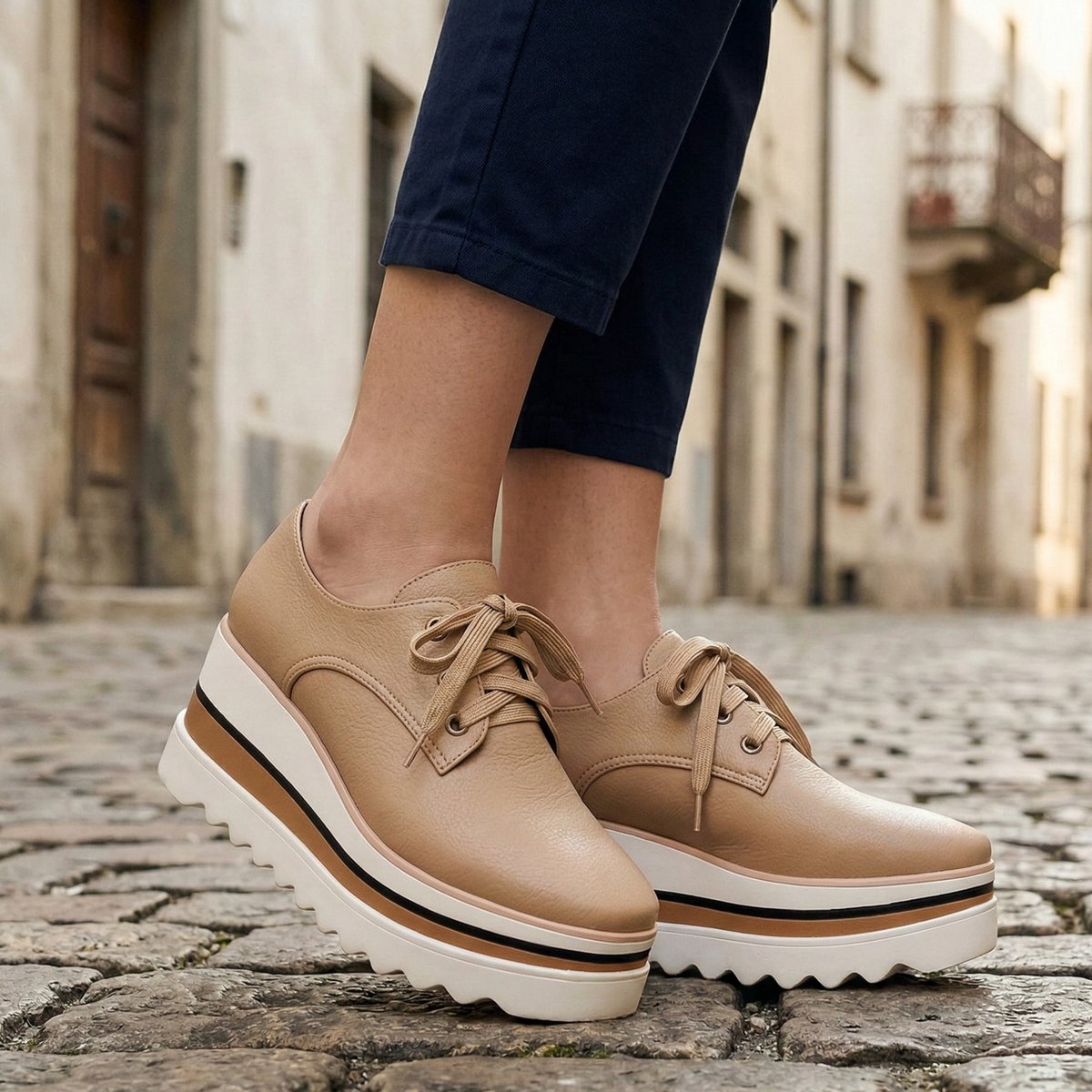 Damesveterboots met gelaagde plateauzool