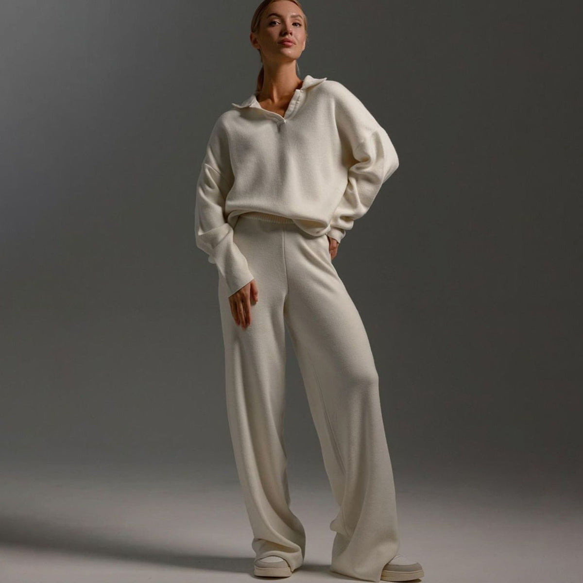 Demi | Tweedelige loungewearset met wijde broek