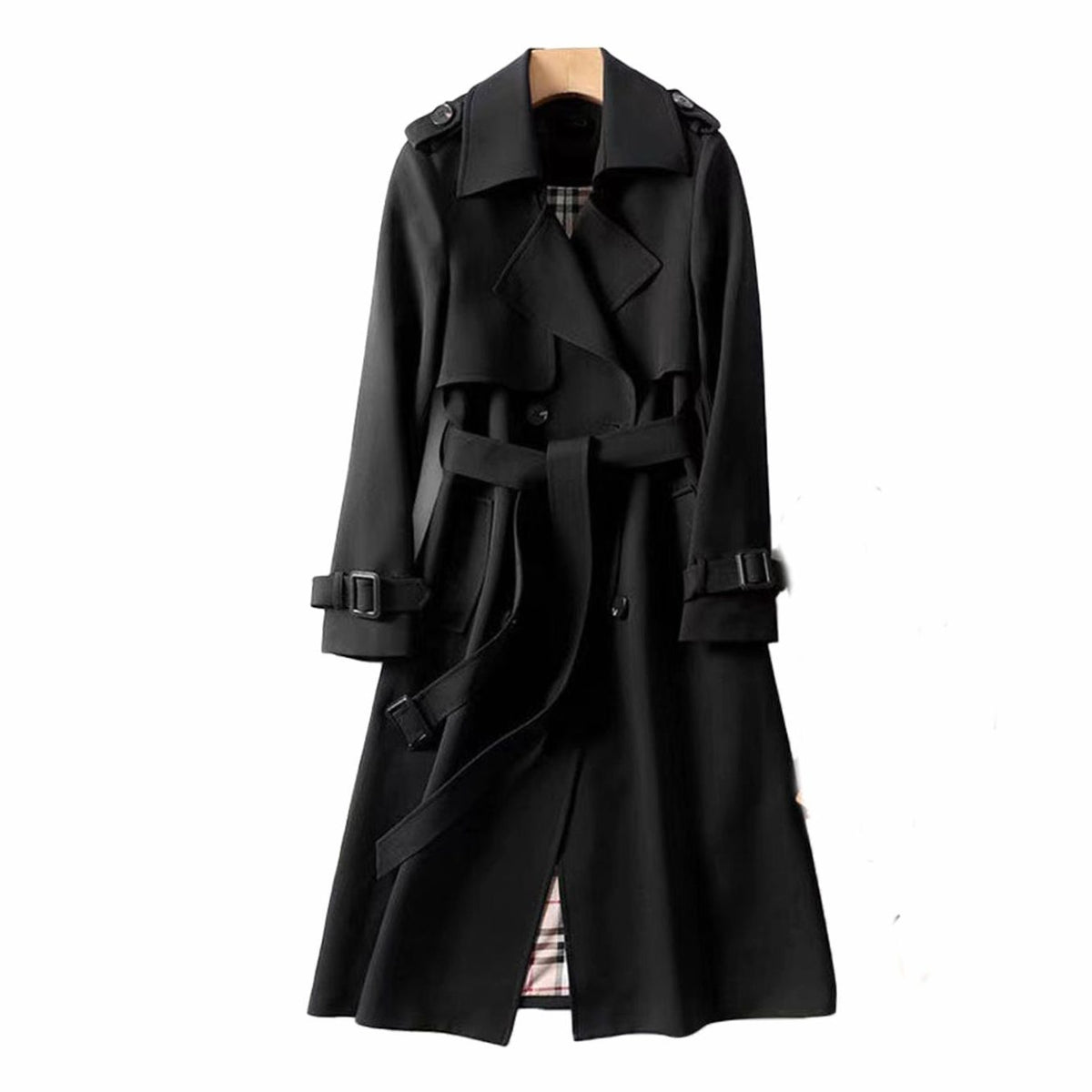 Luna | Lange trenchcoat met dubbele knopenrij en ceintuur
