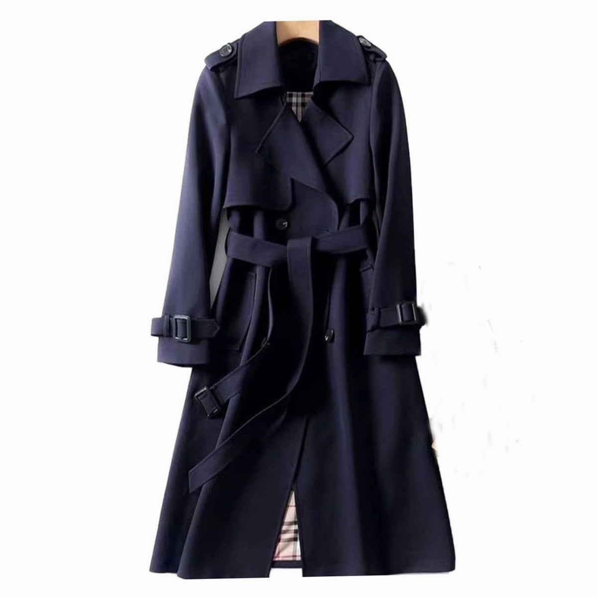 Luna | Lange trenchcoat met dubbele knopenrij en ceintuur