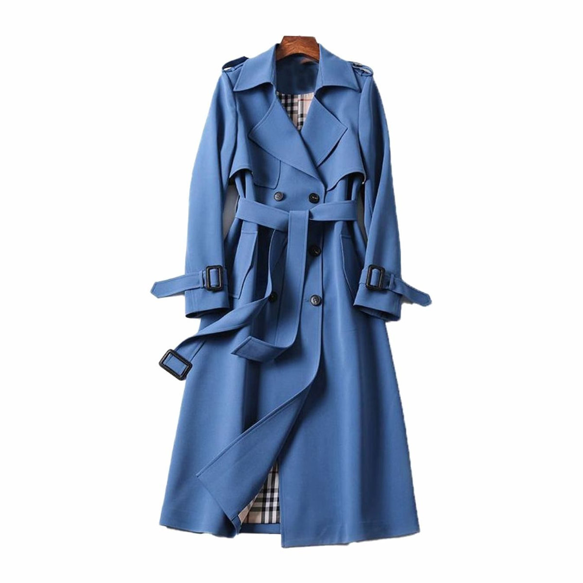 Luna | Lange trenchcoat met dubbele knopenrij en ceintuur