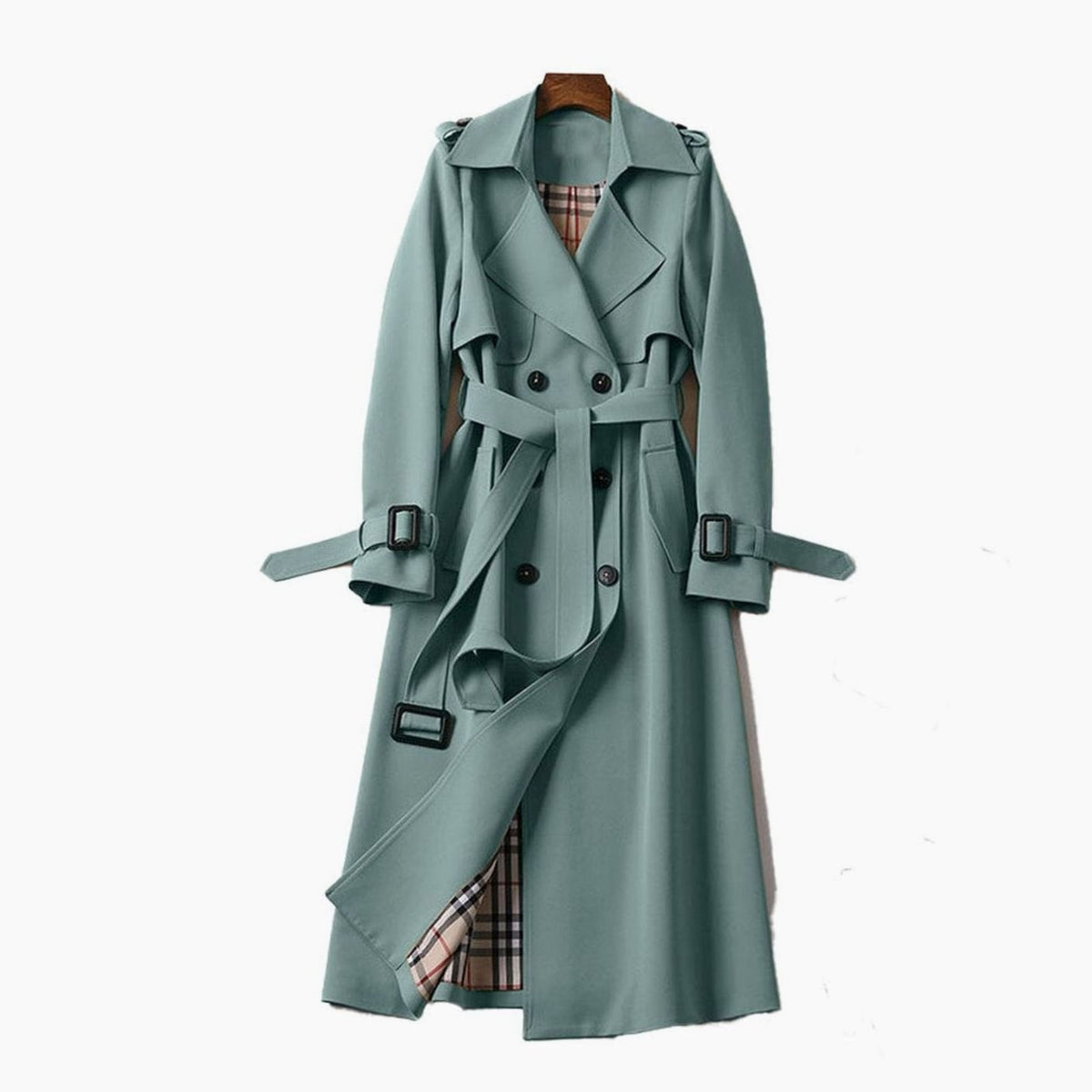 Luna | Lange trenchcoat met dubbele knopenrij en ceintuur