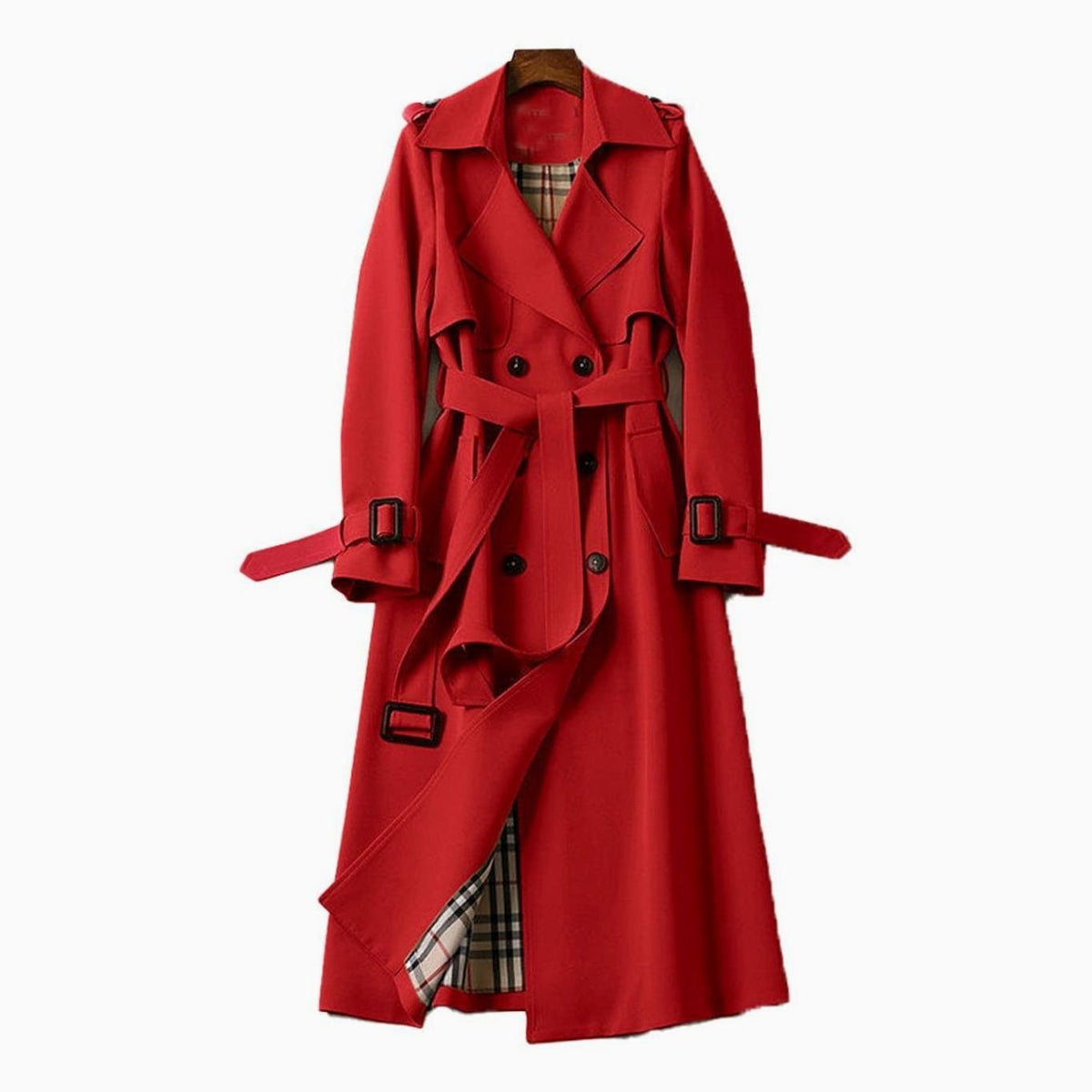Luna | Lange trenchcoat met dubbele knopenrij en ceintuur