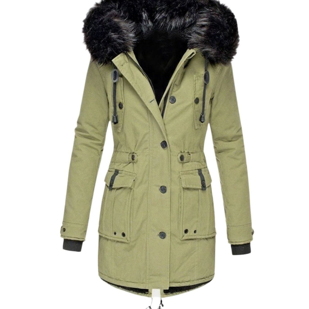Stella | Gewatteerde parka met capuchon met imitatiebont