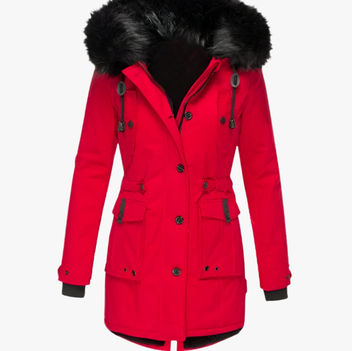 Stella | Gewatteerde parka met capuchon met imitatiebont
