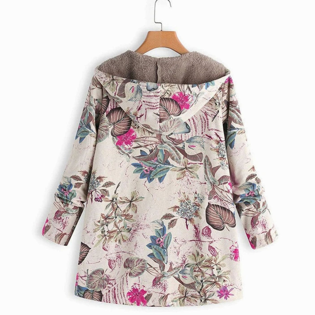 Pien | Winterparka met bloemenprint, fleecevoering en capuchon