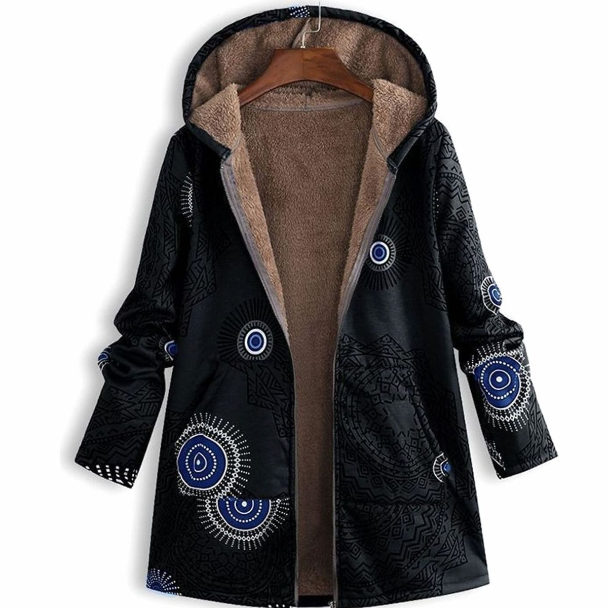 Pien | Winterparka met bloemenprint, fleecevoering en capuchon