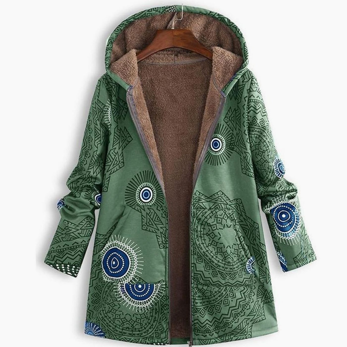 Pien | Winterparka met bloemenprint, fleecevoering en capuchon