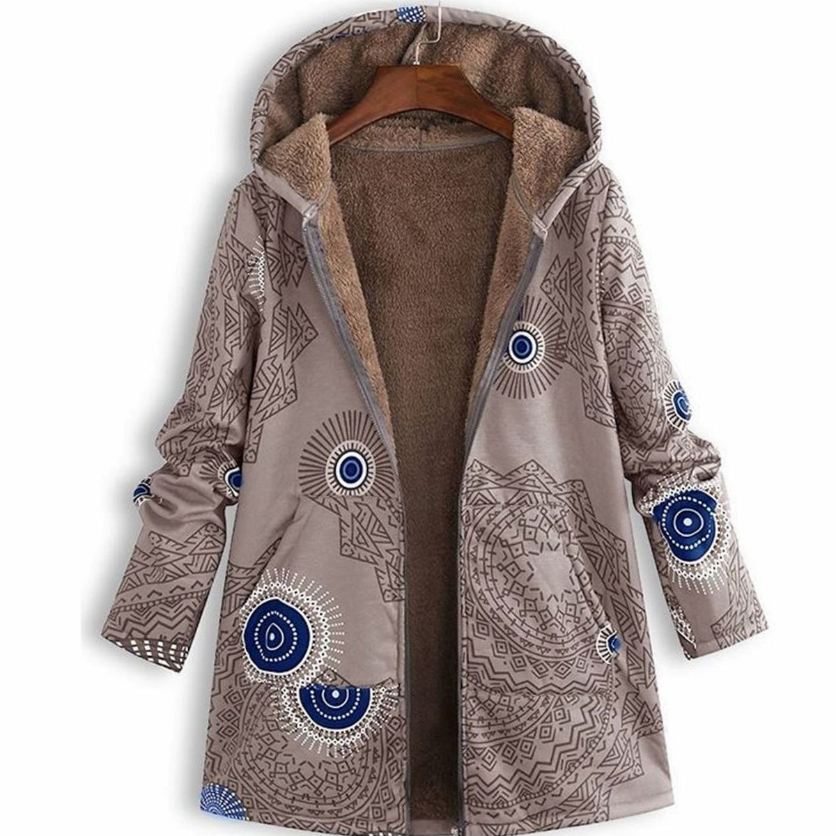 Pien | Winterparka met bloemenprint, fleecevoering en capuchon