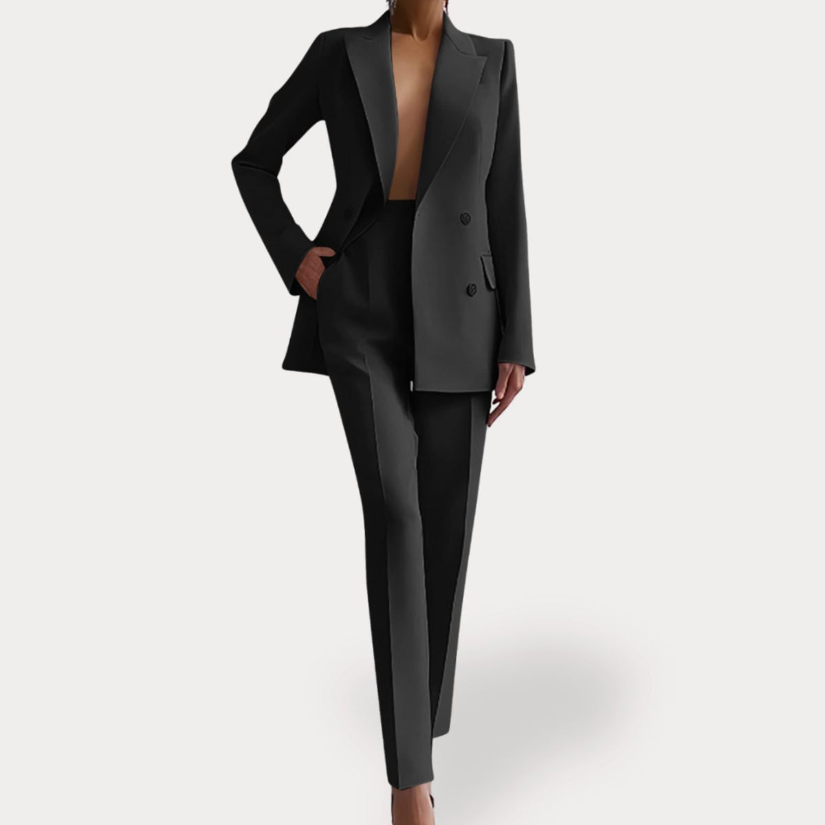 Rixt | Tweedelig damespak met double-breasted blazer en slim-fit broek