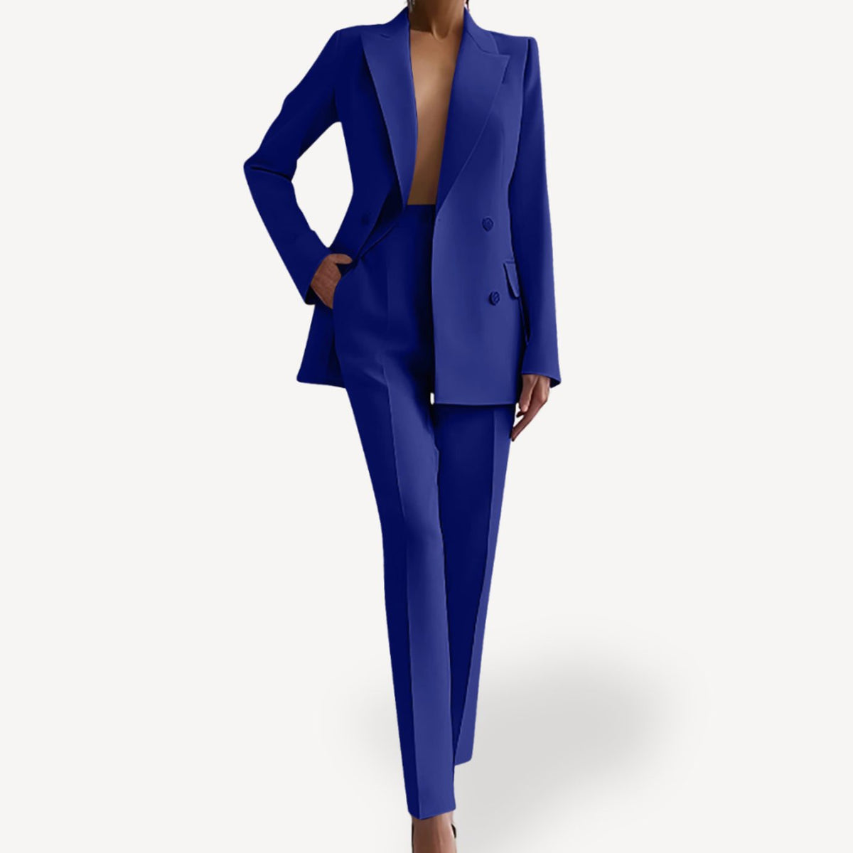 Rixt | Tweedelig damespak met double-breasted blazer en slim-fit broek