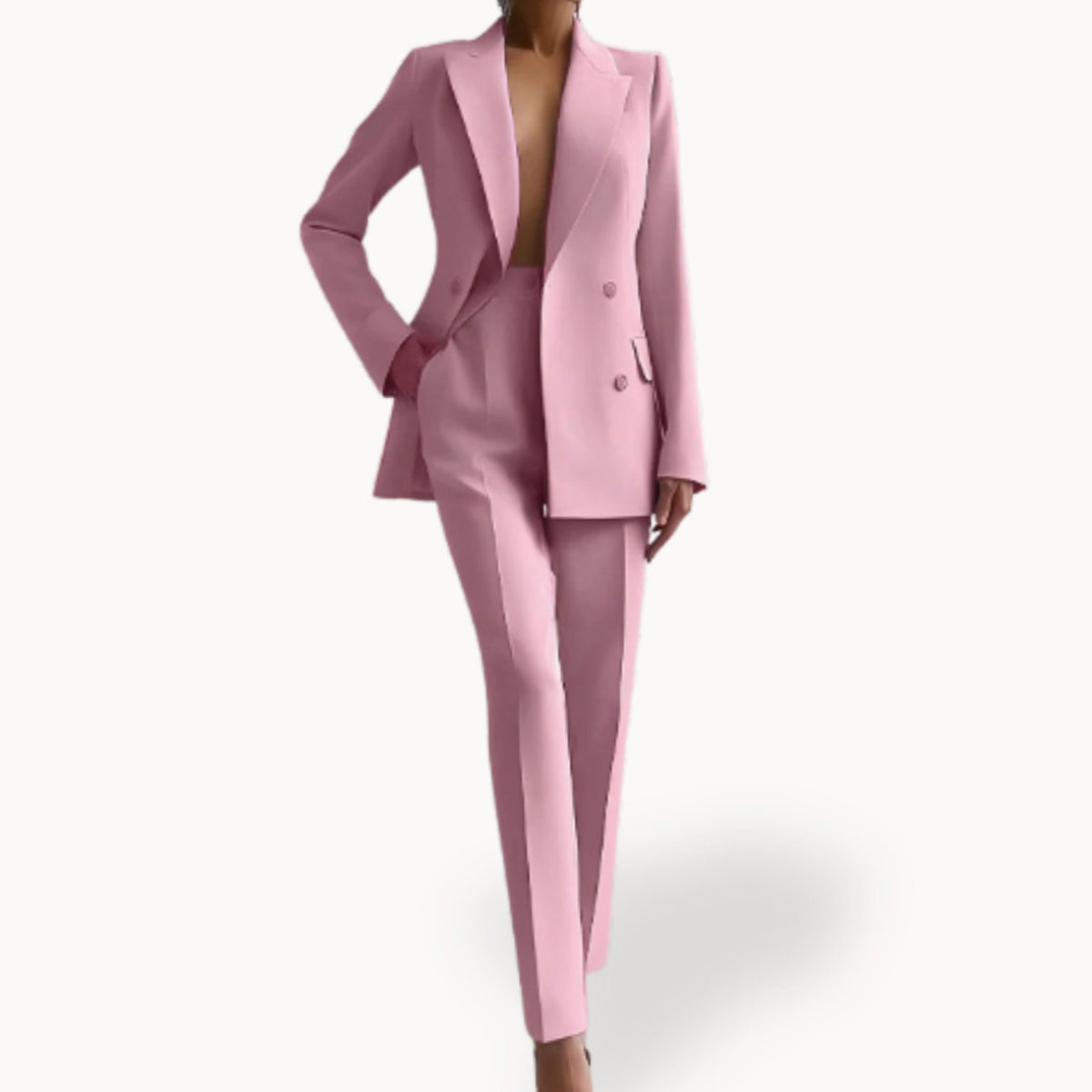Rixt | Tweedelig damespak met double-breasted blazer en slim-fit broek
