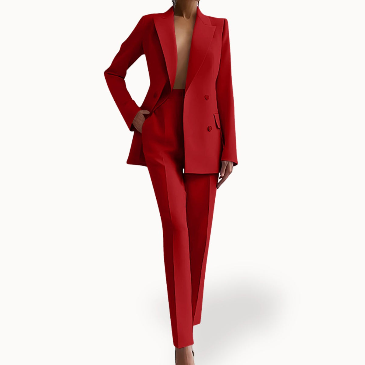 Rixt | Tweedelig damespak met double-breasted blazer en slim-fit broek