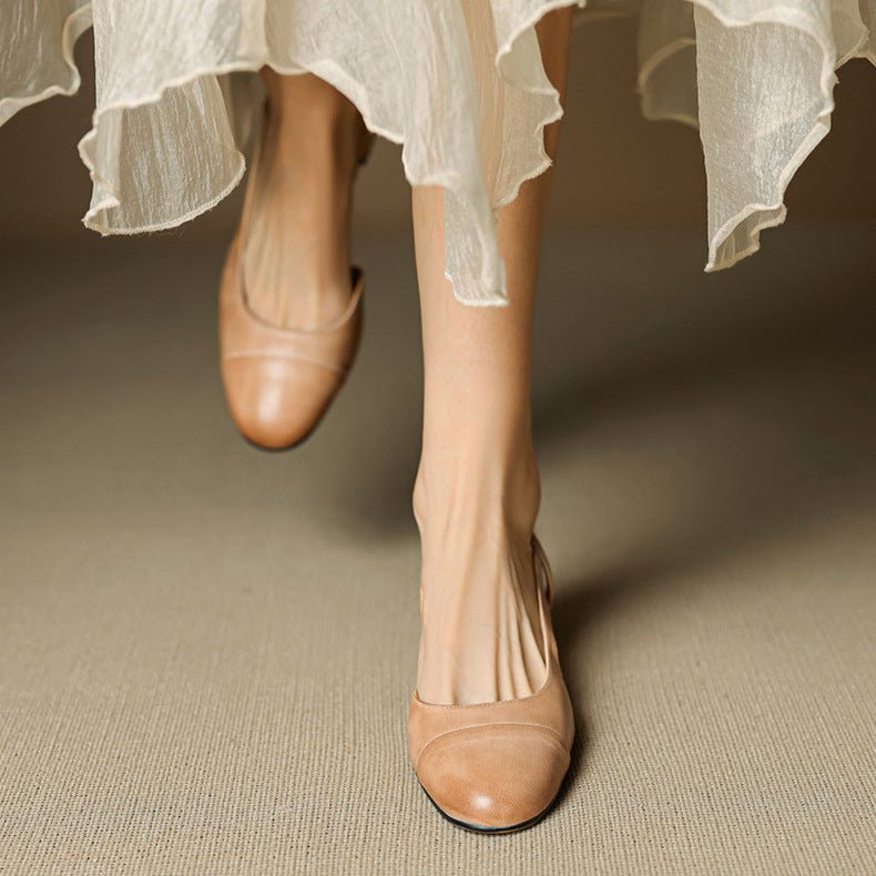 Leren damespumps met slingback en blokhak