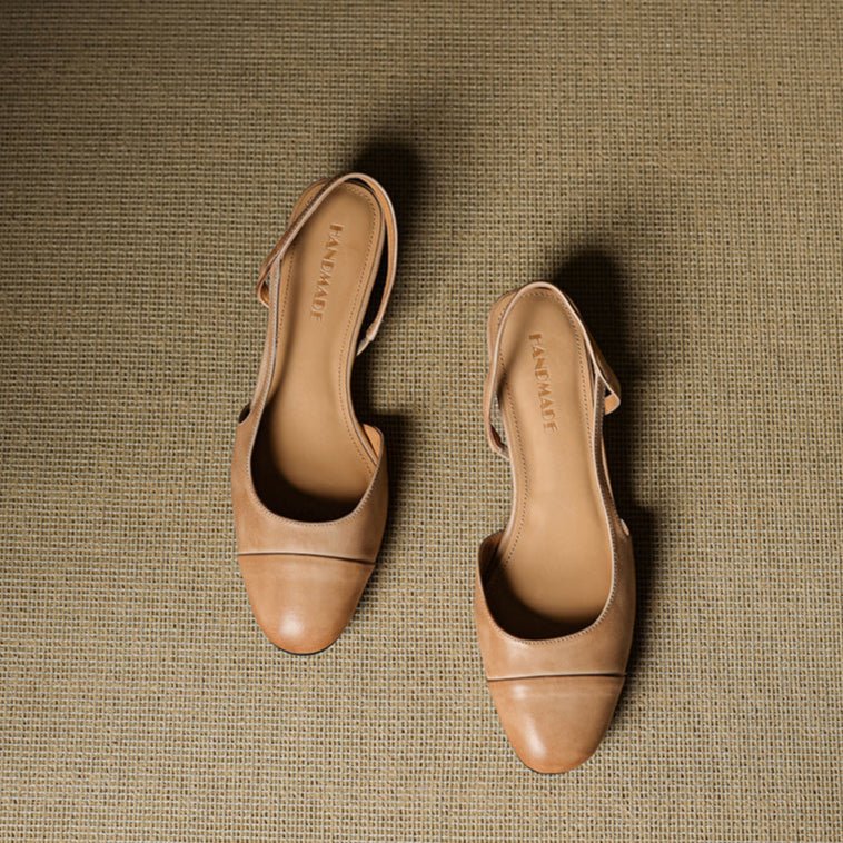 Leren damespumps met slingback en blokhak
