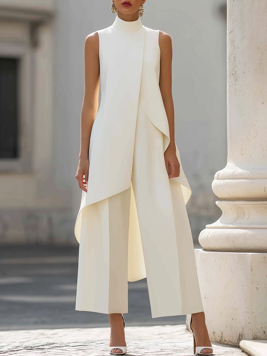Marisa | Tweedelige damesset met asymmetrische top en wijde pantalon