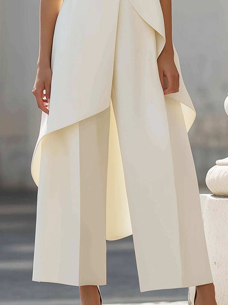 Marisa | Tweedelige damesset met asymmetrische top en wijde pantalon