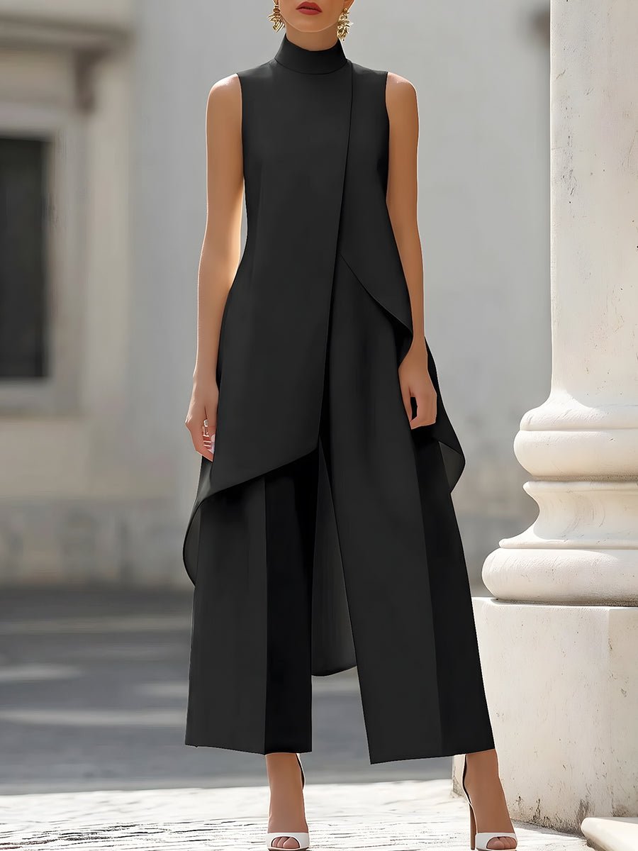 Marisa | Tweedelige damesset met asymmetrische top en wijde pantalon