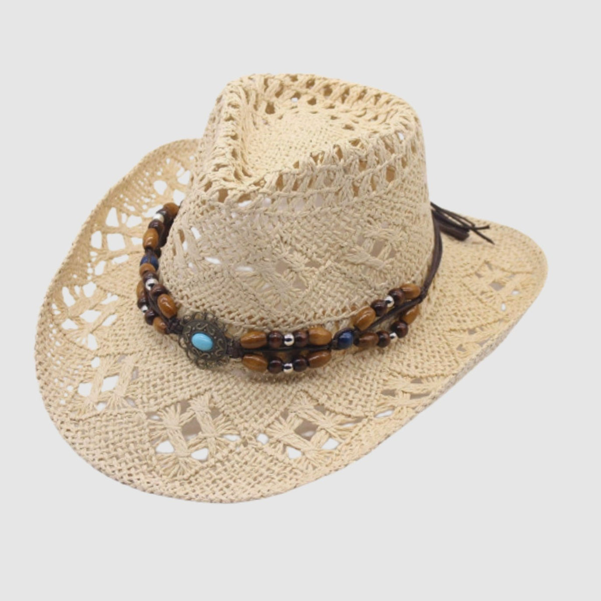 Strohoed in westernstijl met brede rand en studs