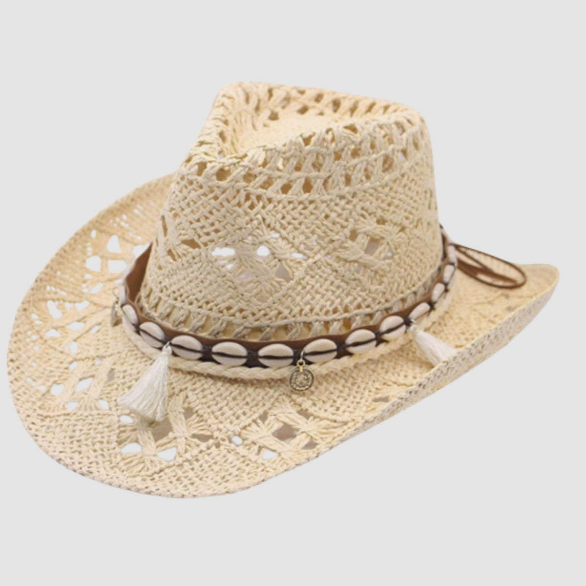 Strohoed in westernstijl met brede rand en studs