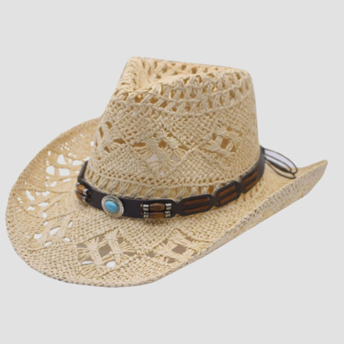 Strohoed in westernstijl met brede rand en studs