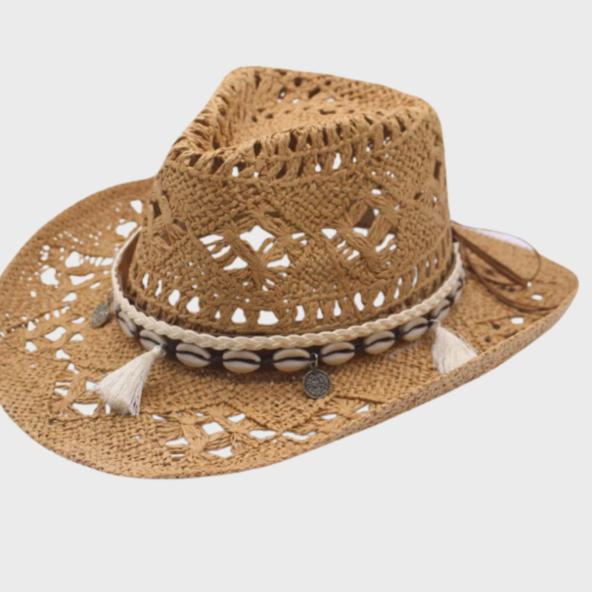 Strohoed in westernstijl met brede rand en studs