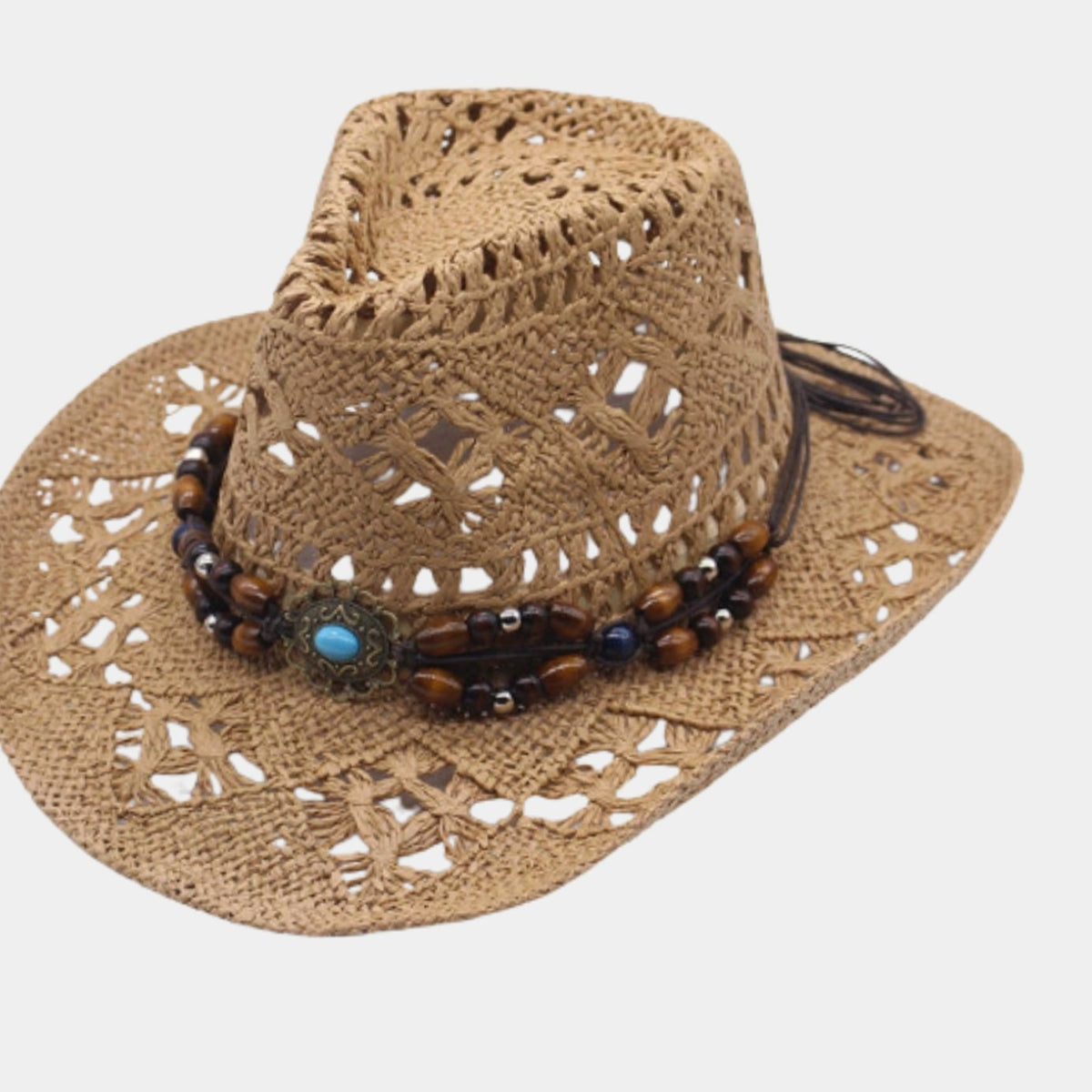 Strohoed in westernstijl met brede rand en studs