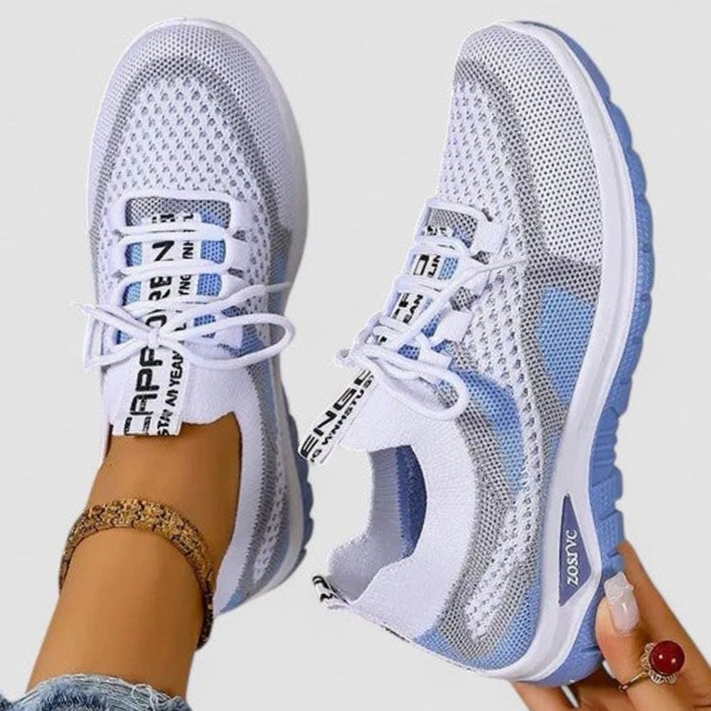 Damessneakers met ademende mesh en veters