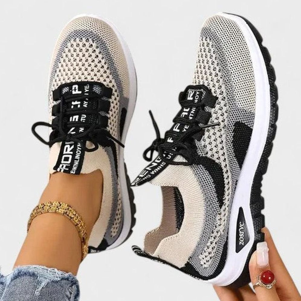 Damessneakers met ademende mesh en veters