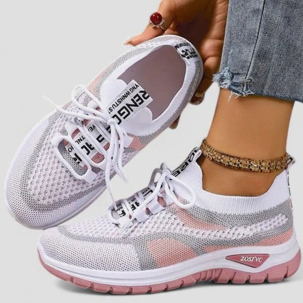Damessneakers met ademende mesh en veters
