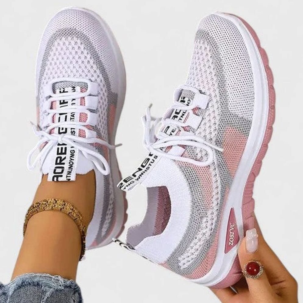 Damessneakers met ademende mesh en veters