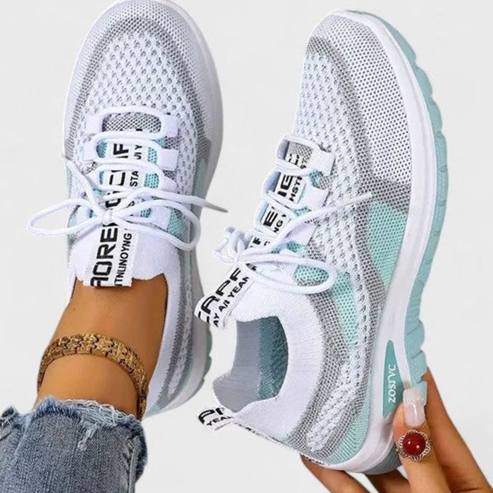 Damessneakers met ademende mesh en veters