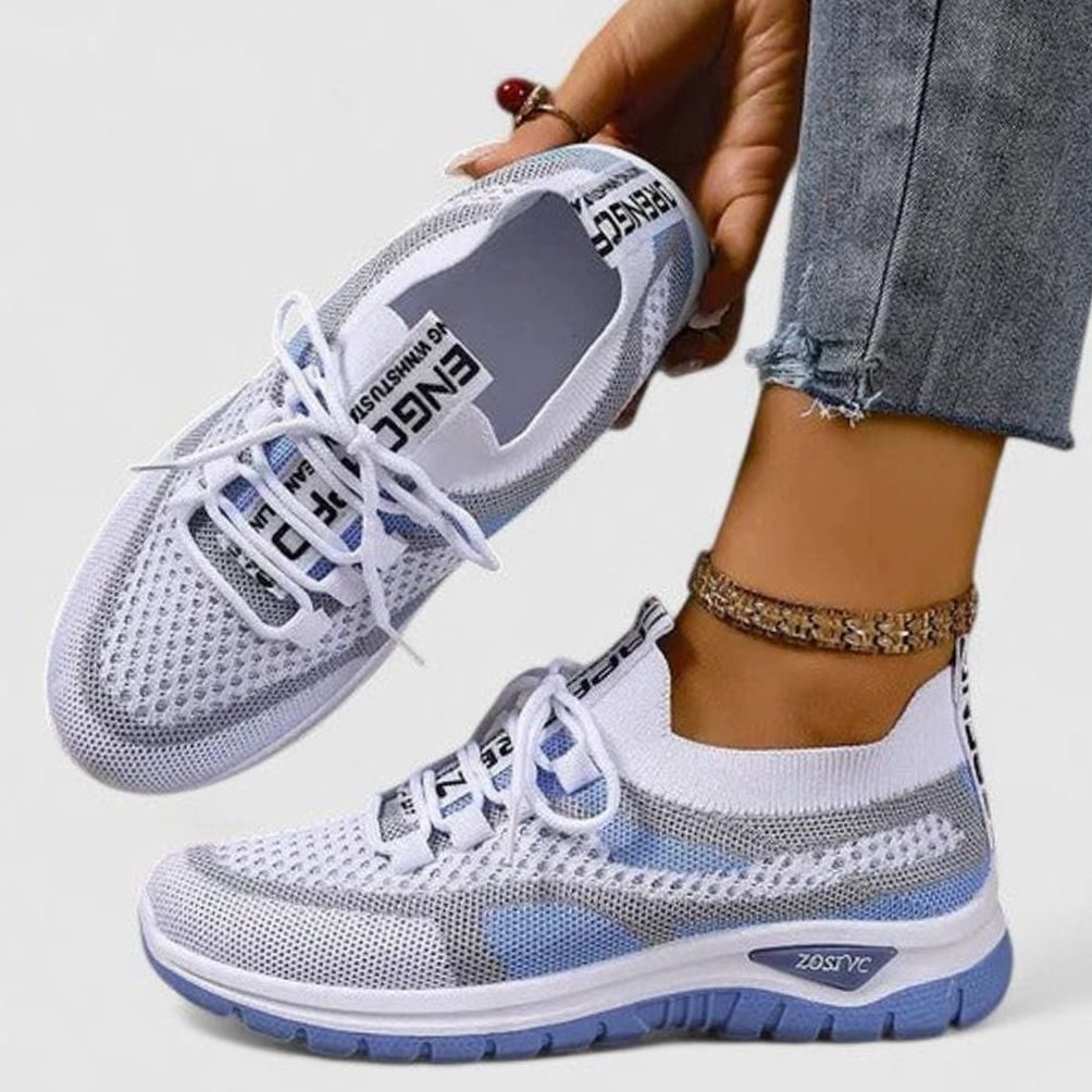Damessneakers met ademende mesh en veters