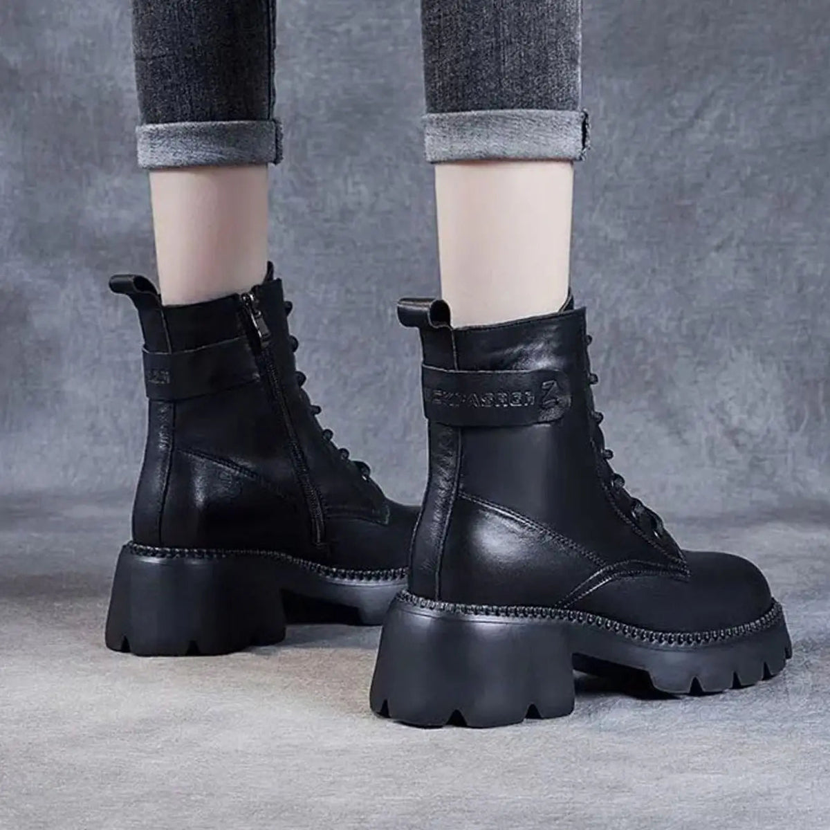 Damesveterboots met plateauzool en zijrits