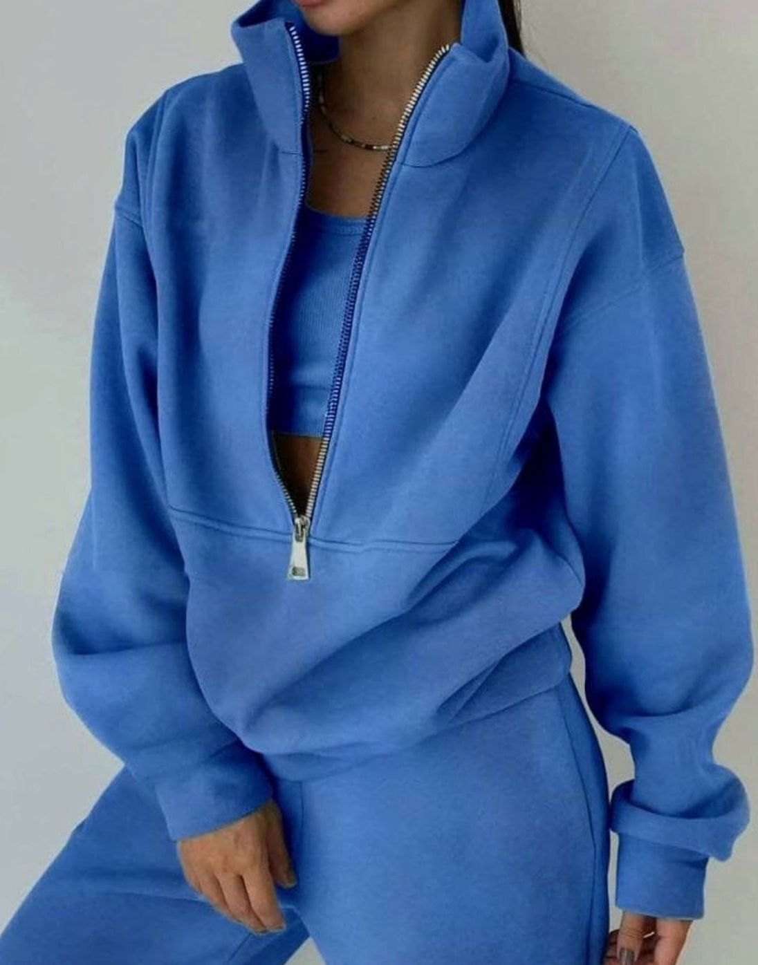 Anouk | Tweedelige damesset met oversized half-zip pullover en joggingbroek met hoge taille