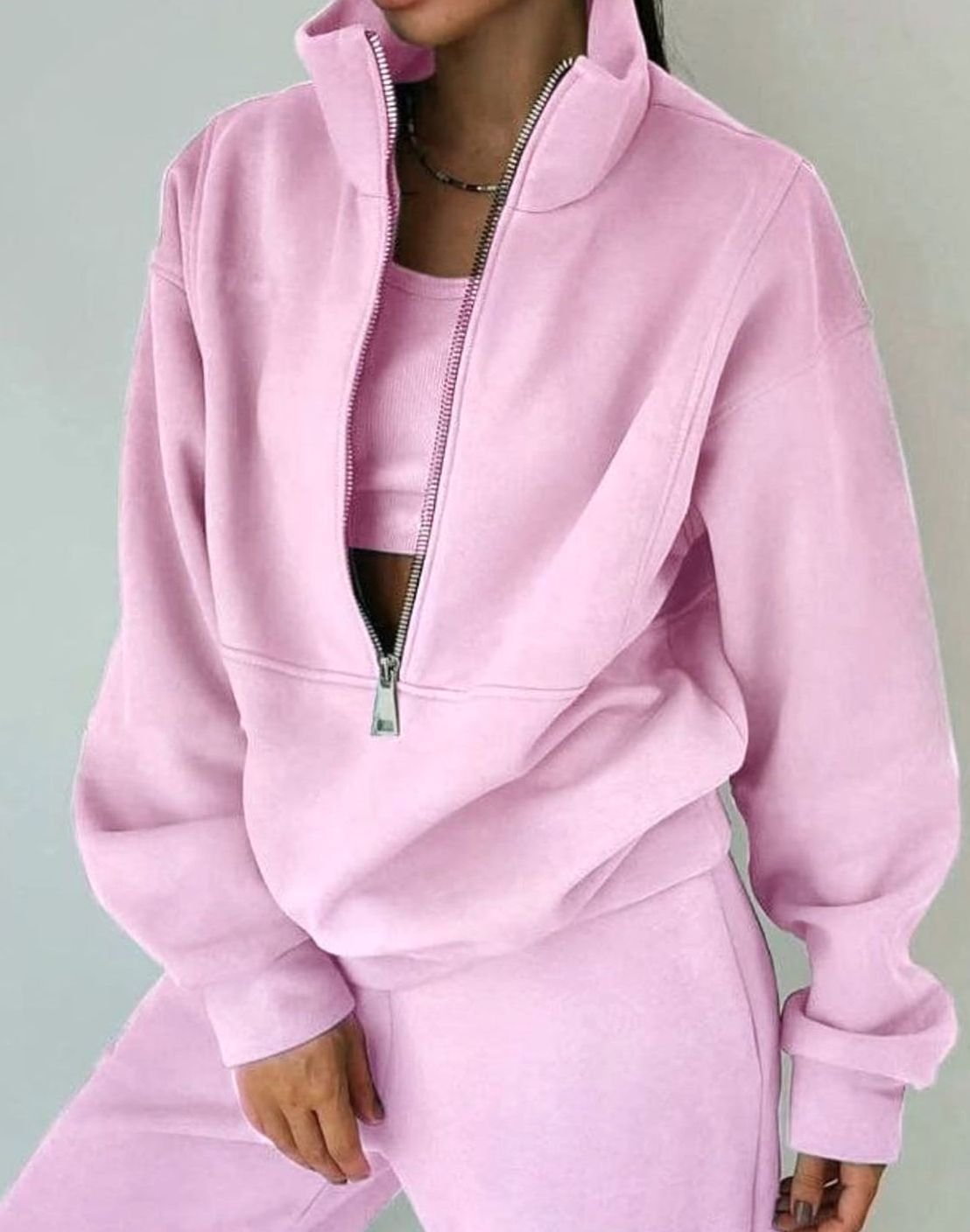 Anouk | Tweedelige damesset met oversized half-zip pullover en joggingbroek met hoge taille