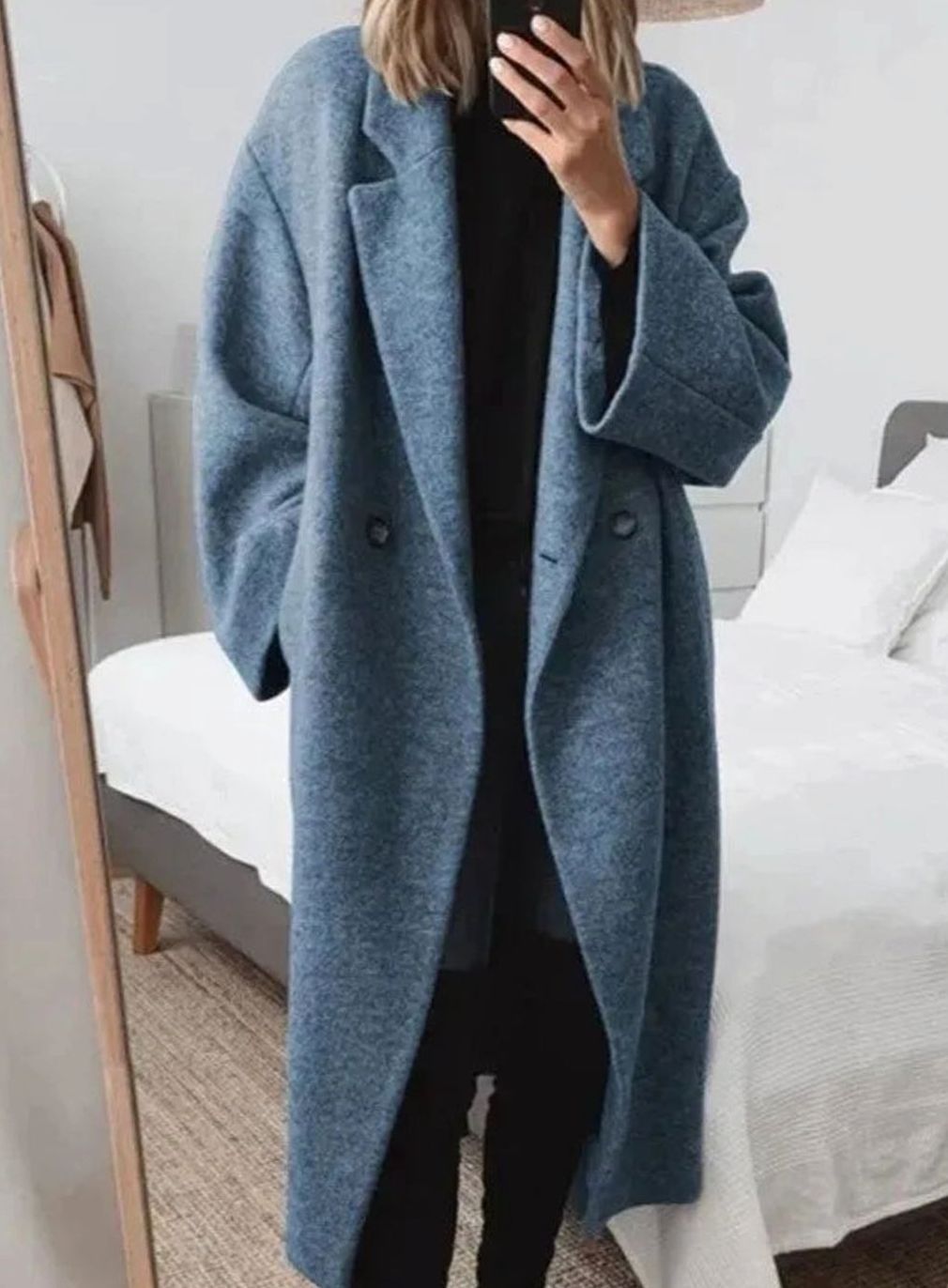 Madelief | Dames oversized dubbelrijige mantel met revers