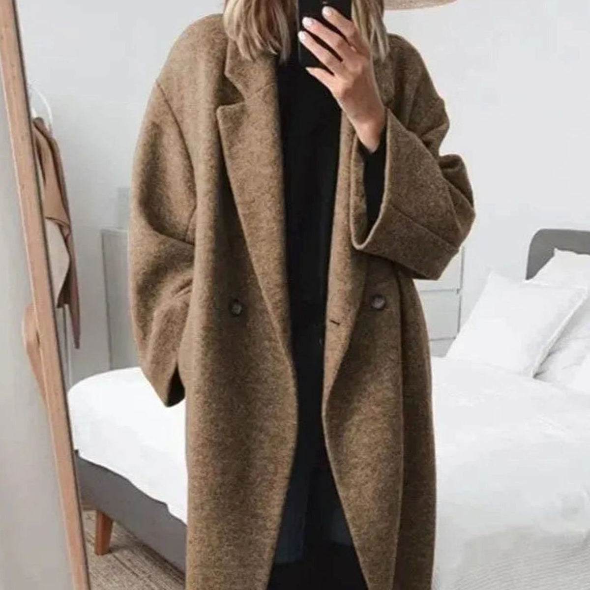 Madelief | Dames oversized dubbelrijige mantel met revers