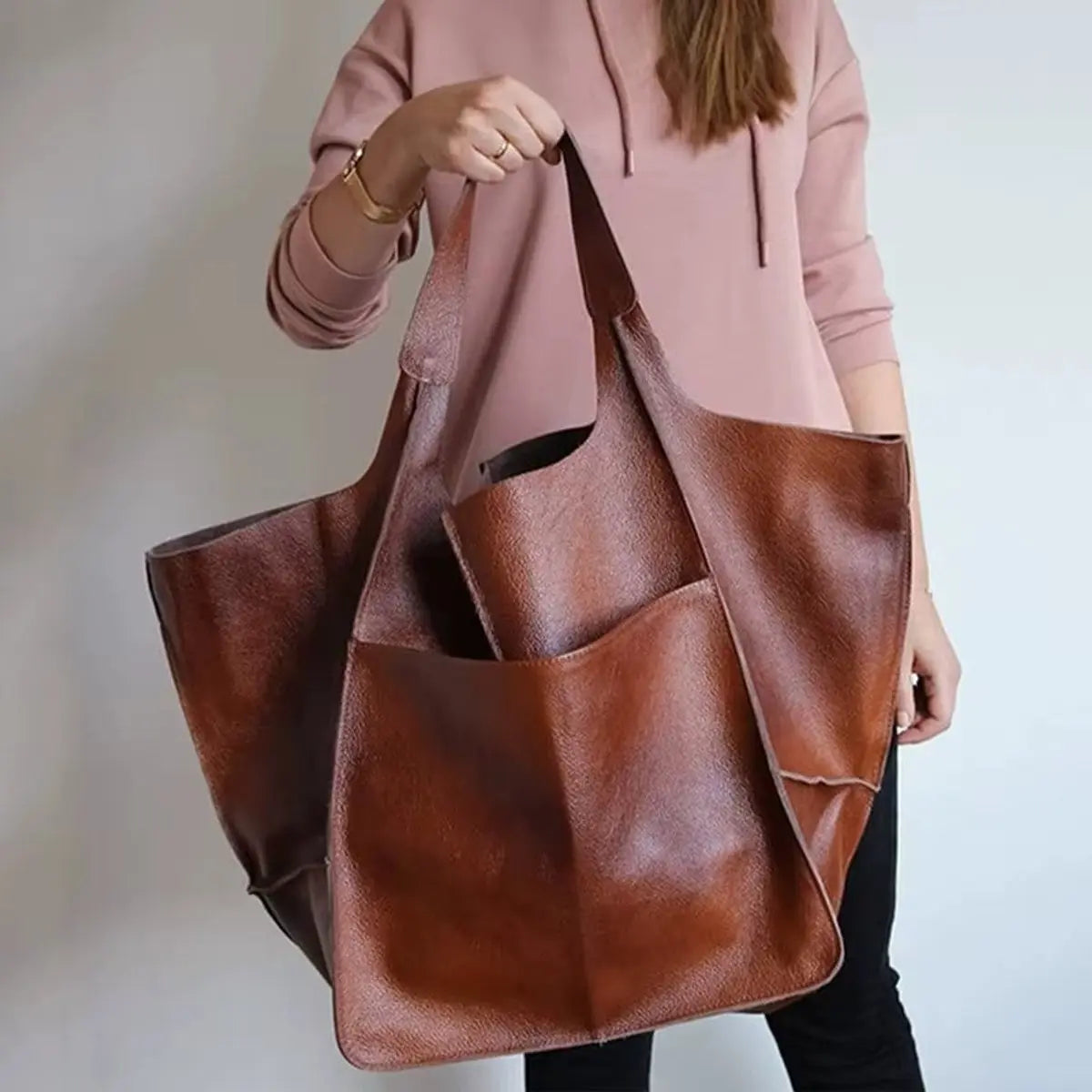 Grote shopper van imitatieleer met magneetsluiting