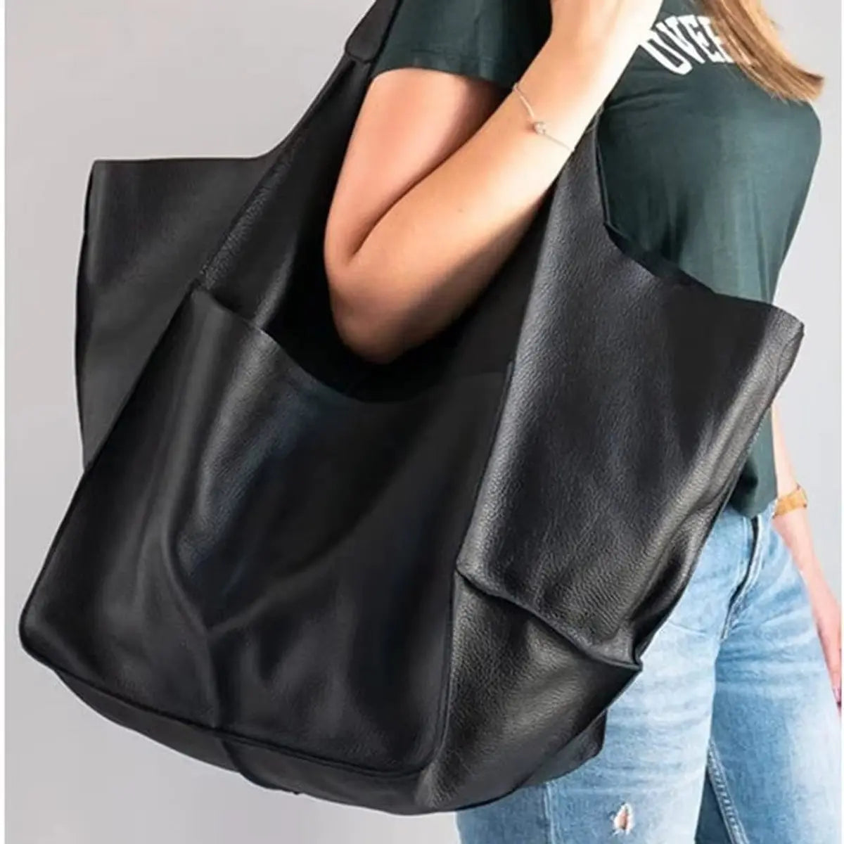 Grote shopper van imitatieleer met magneetsluiting